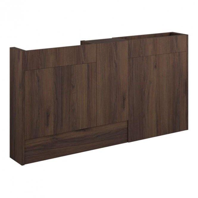 Dove Bathrooms Blake 1536mm Slim Basin, WC & 1 Door Unit Pack - Warm Walnut (Grey Cabinet)