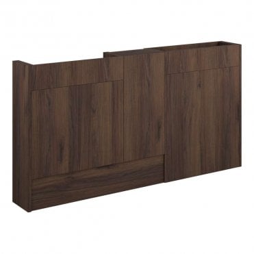 Blake 1536mm Slim Basin, WC & 1 Door Unit Pack - Warm Walnut (Grey Cabinet)