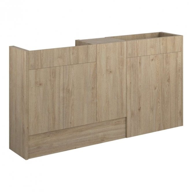 Dove Bathrooms Blake 1536mm Standard Basin, WC & 1 Door Unit Pack - Havana Oak (Oak Cabinet)