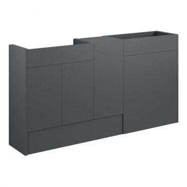 Blake 1536mm Standard Basin, WC & 1 Door Unit Pack - Matt Graphite Grey (Grey Cabinet)