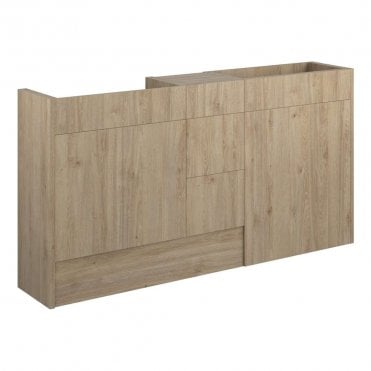 Blake 1536mm Standard Basin, WC & 3 Drawer Unit Pack - Havana Oak (Grey Cabinet)
