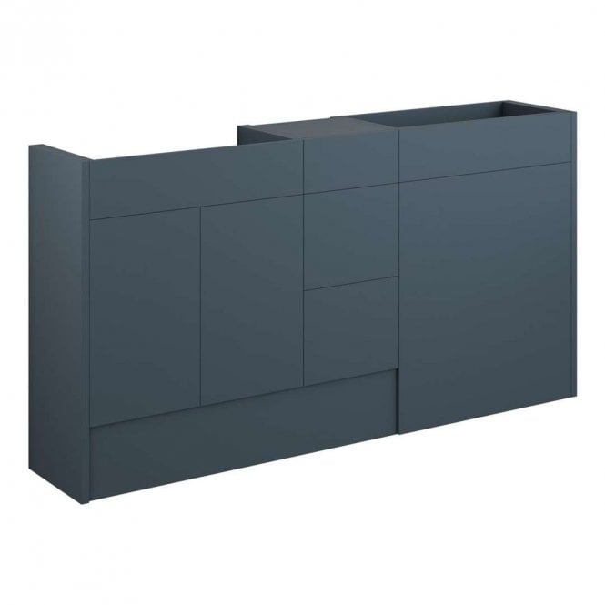 Dove Bathrooms Blake 1536mm Standard Basin, WC & 3 Drawer Unit Pack - Matt Arley Blue (Grey Cabinet)