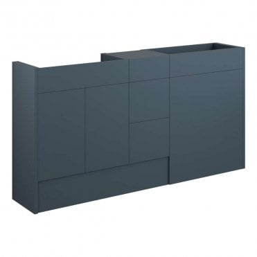 Blake 1536mm Standard Basin, WC & 3 Drawer Unit Pack - Matt Arley Blue (Oak Cabinet)