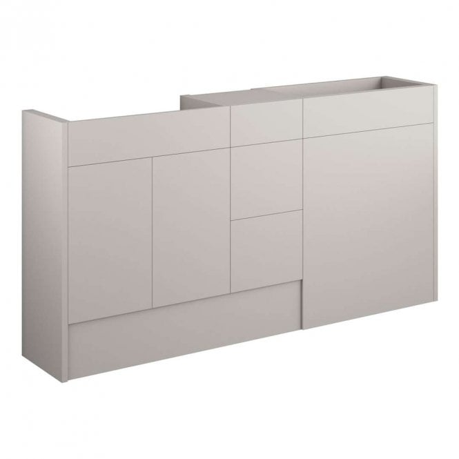Dove Bathrooms Blake 1536mm Standard Basin, WC & 3 Drawer Unit Pack - Matt Dove Grey (Oak Cabinet)