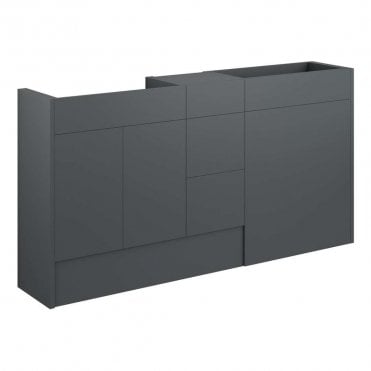 Blake 1536mm Standard Basin, WC & 3 Drawer Unit Pack - Matt Graphite Grey (Grey Cabinet)
