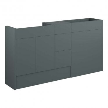 Blake 1536mm Standard Basin, WC & 3 Drawer Unit Pack - Matt Green (Grey Cabinet)