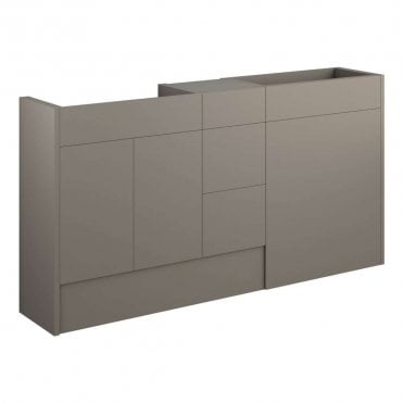 Blake 1536mm Standard Basin, WC & 3 Drawer Unit Pack - Matt Stone (Grey Cabinet)