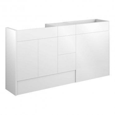 Blake 1536mm Standard Basin, WC & 3 Drawer Unit Pack - White Gloss (Oak Cabinet)