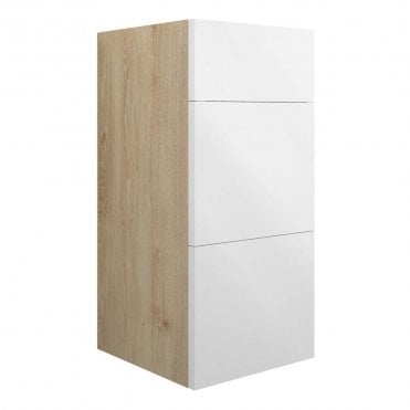 Blake 300mm Standard 3 Drawer Unit - White Gloss (Oak Cabinet)