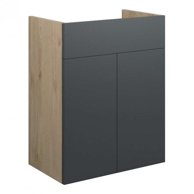 Dove Bathrooms Blake 500mm Standard Basin Unit - Matt Graphite Grey (Oak Cabinet)