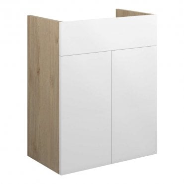 Blake 500mm Standard Basin Unit - White Gloss (Oak Cabinet)