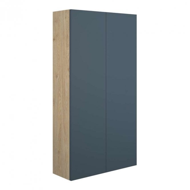 Dove Bathrooms Blake 600mm Slim 2 Door Wall Unit - Matt Arley Blue (Oak Cabinet)