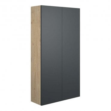 Blake 600mm Slim 2 Door Wall Unit - Matt Graphite Grey (Oak Cabinet)