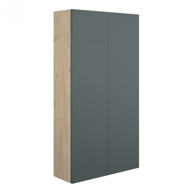 Dove Bathrooms Blake 600mm Slim 2 Door Wall Unit - Matt Green (Oak Cabinet)