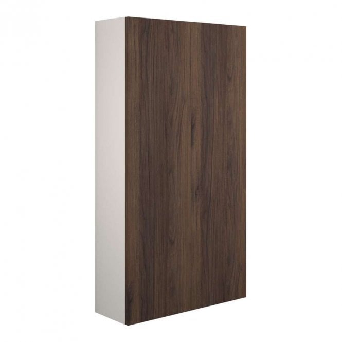 Dove Bathrooms Blake 600mm Slim 2 Door Wall Unit - Warm Walnut (Grey Cabinet)