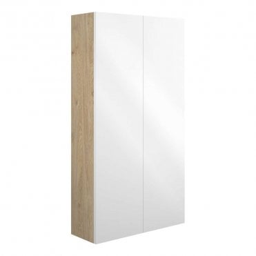 Blake 600mm Slim 2 Door Wall Unit - White Gloss (Oak Cabinet)