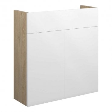 Blake 600mm Slim Basin Unit - White Gloss (Oak Cabinet)