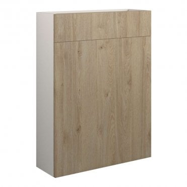 Blake 600mm Slim WC Unit - Havana Oak (Grey Cabinet)