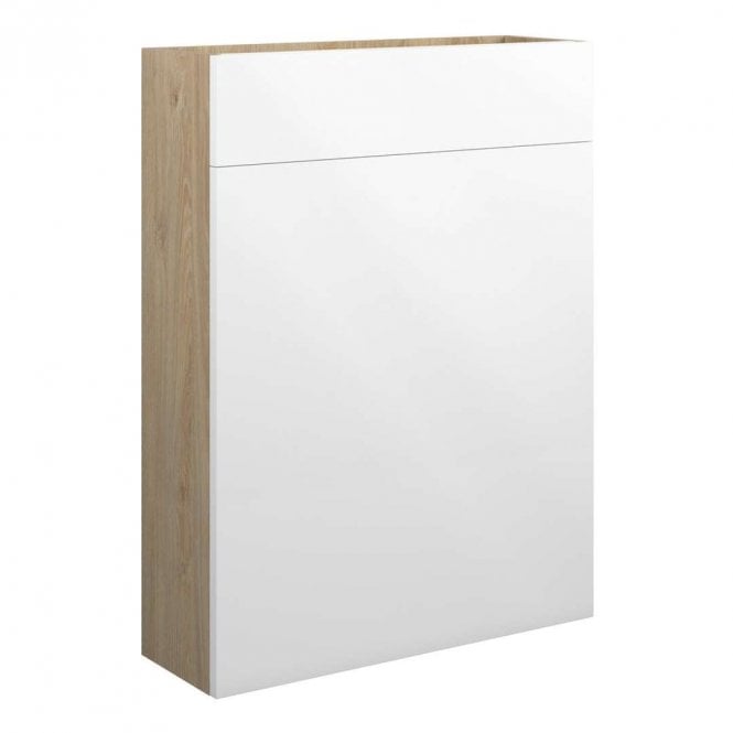 Dove Bathrooms Blake 600mm Slim WC Unit - White Gloss (Oak Cabinet)