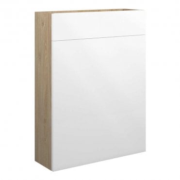 Blake 600mm Slim WC Unit - White Gloss (Oak Cabinet)