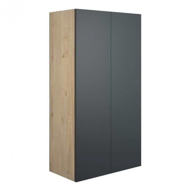 Dove Bathrooms Blake 600mm Standard 2 Door Wall Unit - Matt Graphite Grey (Oak Cabinet)