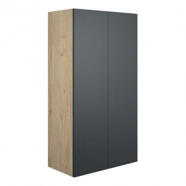 Blake 600mm Standard 2 Door Wall Unit - Matt Graphite Grey (Oak Cabinet)