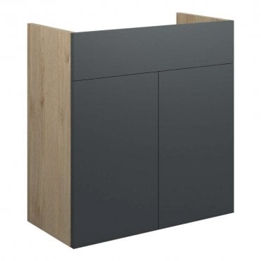 Blake 600mm Standard Basin Unit - Matt Graphite Grey (Oak Cabinet)