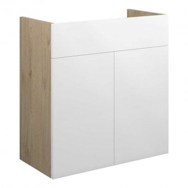 Blake 600mm Standard Basin Unit - White Gloss (Oak Cabinet)