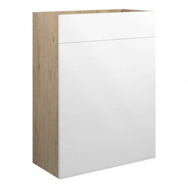 Blake 600mm Standard WC Unit - White Gloss (Oak Cabinet)