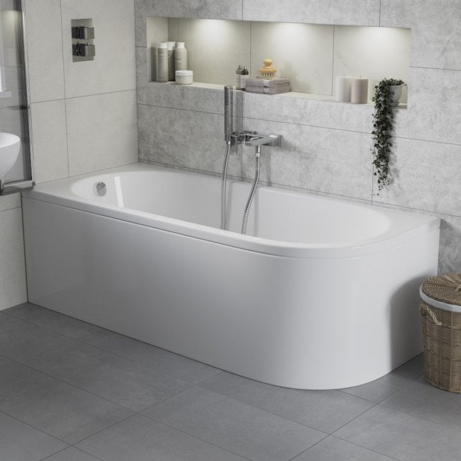 Dove Bathrooms Bradford J Shape 1700mm x 725mm 0TH Corner Bath with Legs