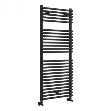 Brent 1190mm x 500mm Black Round Bar Ladder Towel Radiator