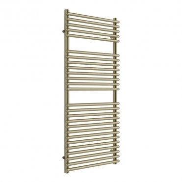Brent 1190mm x 500mm Brushed Brass Round Bar Ladder Towel Radiator