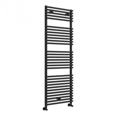 Brent 1450mm x 500mm Black Round Bar Ladder Towel Radiator