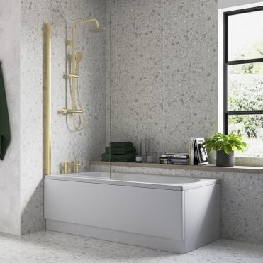 Brushed Brass 1500mm x 800mm Single Straight Bath Screen
