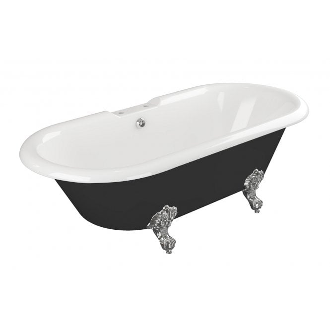 Dove Bathrooms Charles Freestanding 1690mm x 740mm 2TH Bath with Feet - Black