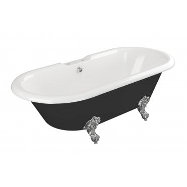 Charles Freestanding 1690mm x 740mm 2TH Bath with Feet - Black