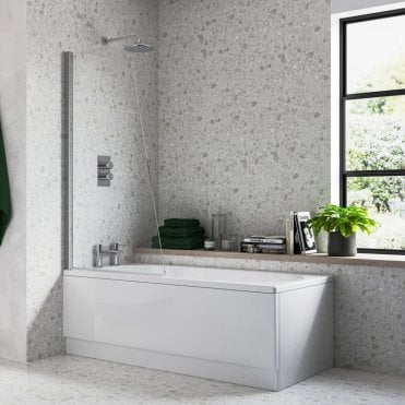 Chrome 1400mm x 800mm Sail Bath Screen