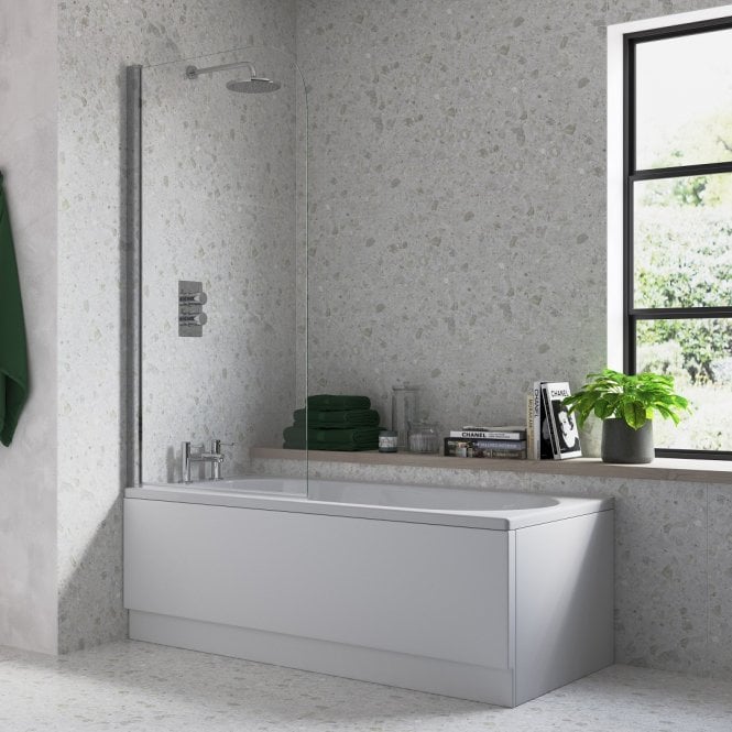 Dove Bathrooms Chrome 1500mm x 800mm Single Curved Bath Screen