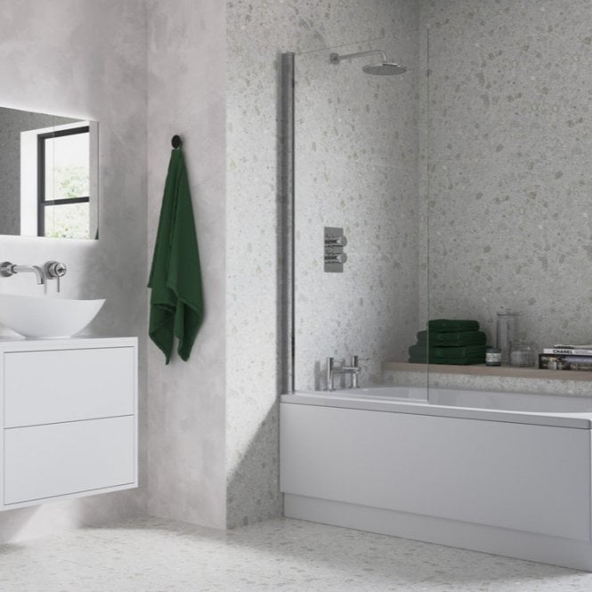 Dove Bathrooms Chrome 1500mm x 800mm Single Square Bath Screen