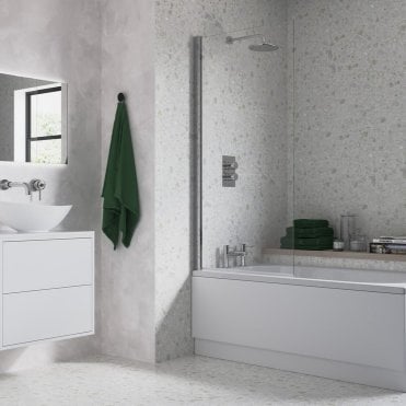 Chrome 1500mm x 800mm Single Square Bath Screen