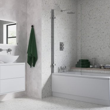 Chrome 1500mm x 850mm Hinged Square Bath Screen