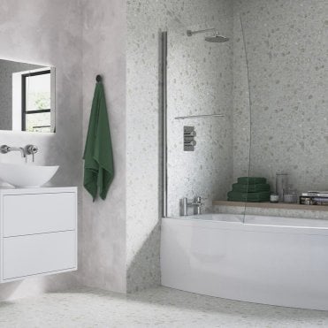 Chrome 1500mm x 900mm Space Saver Bath Screen