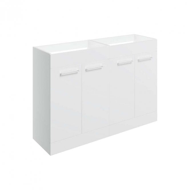 Dove Bathrooms City 1180mm Floor Standing 2 Door Basin Unit Run (No Top) - White Gloss