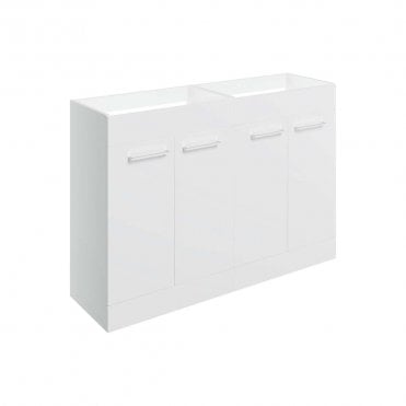 City 1180mm Floor Standing 2 Door Basin Unit Run (No Top) - White Gloss