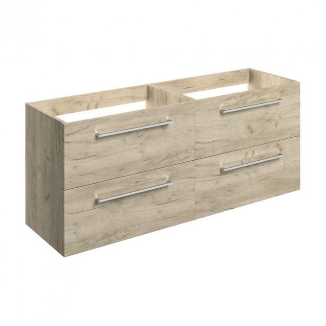 Dove Bathrooms City 1180mm Wall Hung 2 Drawer Basin Unit Run (No Top) - Oak
