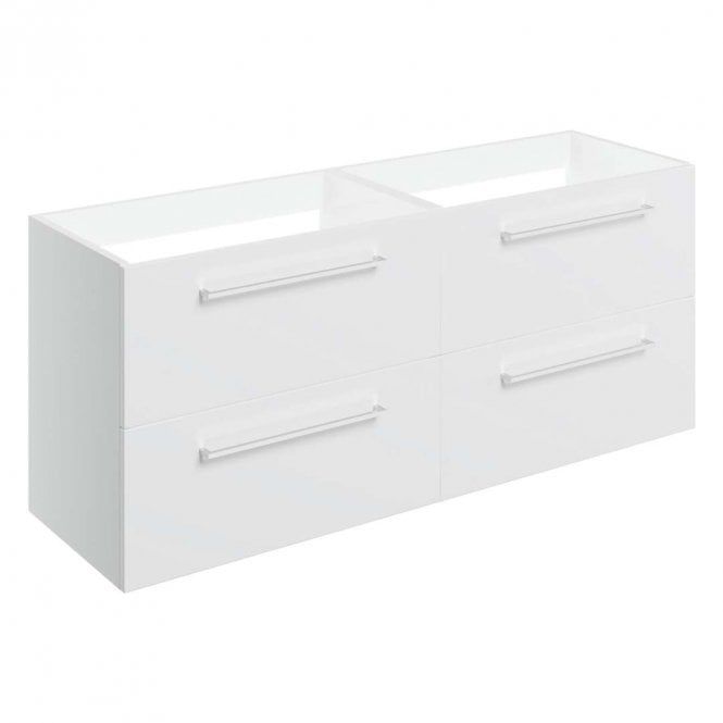 Dove Bathrooms City 1180mm Wall Hung 2 Drawer Basin Unit Run (No Top) - White Gloss