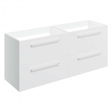 City 1180mm Wall Hung 2 Drawer Basin Unit Run (No Top) - White Gloss
