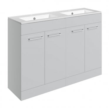 City 1210mm Floor Standing 4 Door Basin Unit & 2TH Thin Edge Basin - Grey Gloss