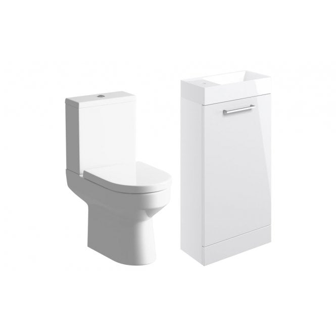 Dove Bathrooms City 410mm F/S Basin Unit & C/C Toilet Pack - White Gloss