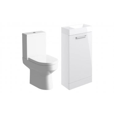 City 410mm F/S Basin Unit & C/C Toilet Pack - White Gloss